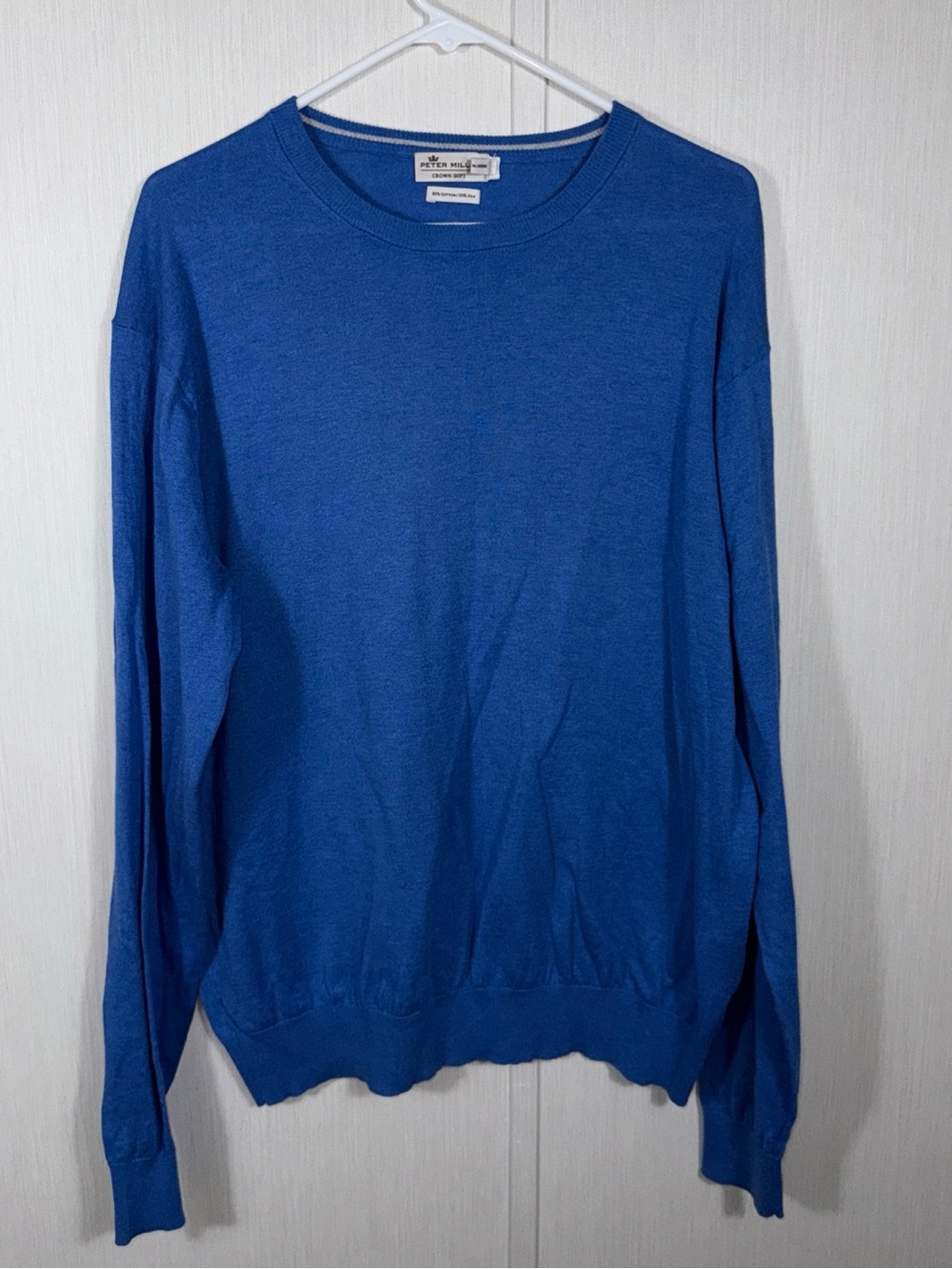 Peter Millar Crown Soft Mens Blue Cotton Silk Crewneck Sweater Size L